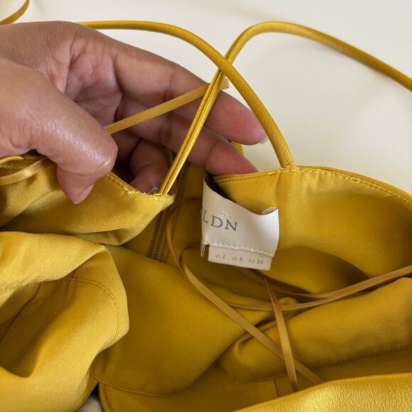 Anthropologie BHLDN Shelby A Line Midi Dress Size 2 Satin Yellow Wedding Formal - Picture 10 of 14